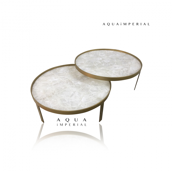 Classic Quartz With Brass Brush Finish Center Table Top Classic Quartz With Brass Brush Finish Center Table Top