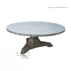 River Shell With Carved Wooden Base Center Table Top