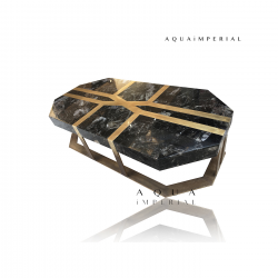 Smoky Quartz & Brass Base Center Table Top