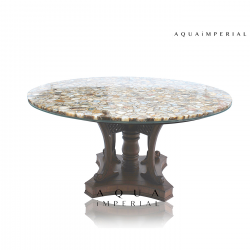 Wild Agate With Wooden Base Center Table Top