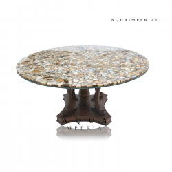 Wild Agate With Wooden Base Center Table Top