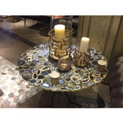 Black Agate Corner Table Top