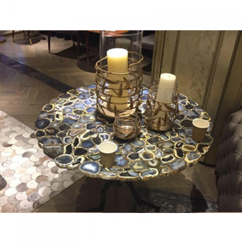 Black Agate Corner Table Top