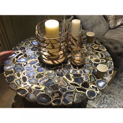 Black Agate Corner Table Top