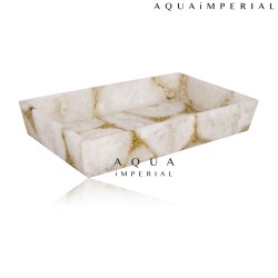 White Agate with Golden Glitter Bathroom Tray