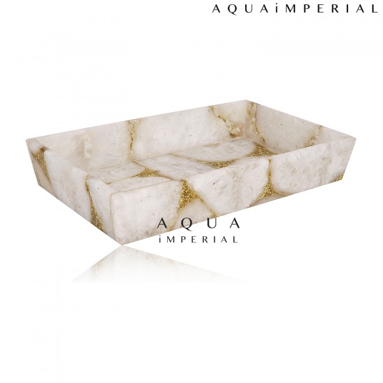White Agate With Golden Glitter Set Of 4 pcs 