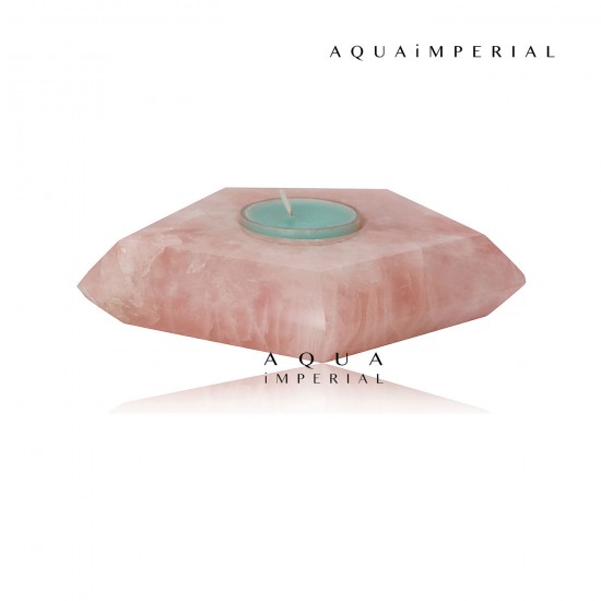 Rose Quartz T-Light Candle Holder Pentagon Rose Quartz T-Light Candle Holder Pentagon