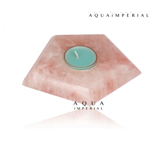 Rose Quartz T-Light Candle Holder Pentagon Rose Quartz T-Light Candle Holder Pentagon