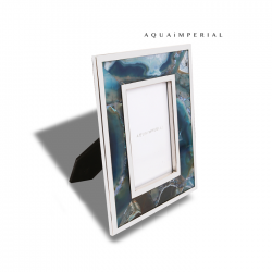 Blue Agate Photo Frame With SS