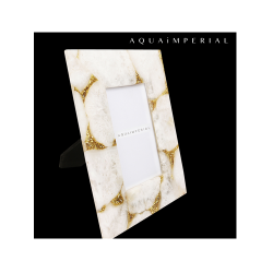 White Agate Golden Glitter Photo Frame