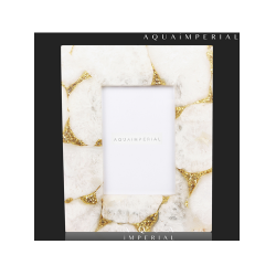 White Agate Golden Glitter Photo Frame