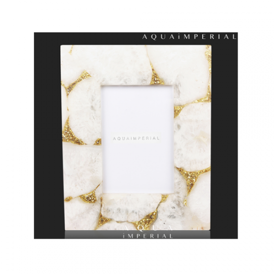 White Agate Golden Glitter Photo Frame White Agate Golden Glitter Photo Frame