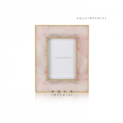 Rose Quartz Photo Frame With Brass Inlay