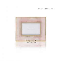 Rose Quartz Photo Frame With Brass Inlay